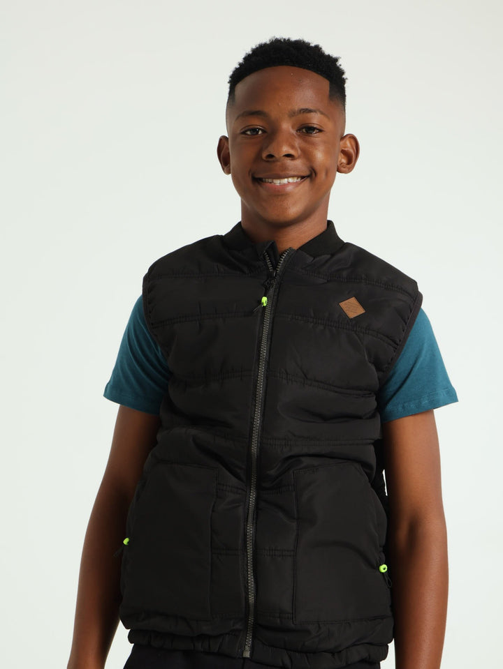 Boys Sleeveless Puffer Jacket - Black