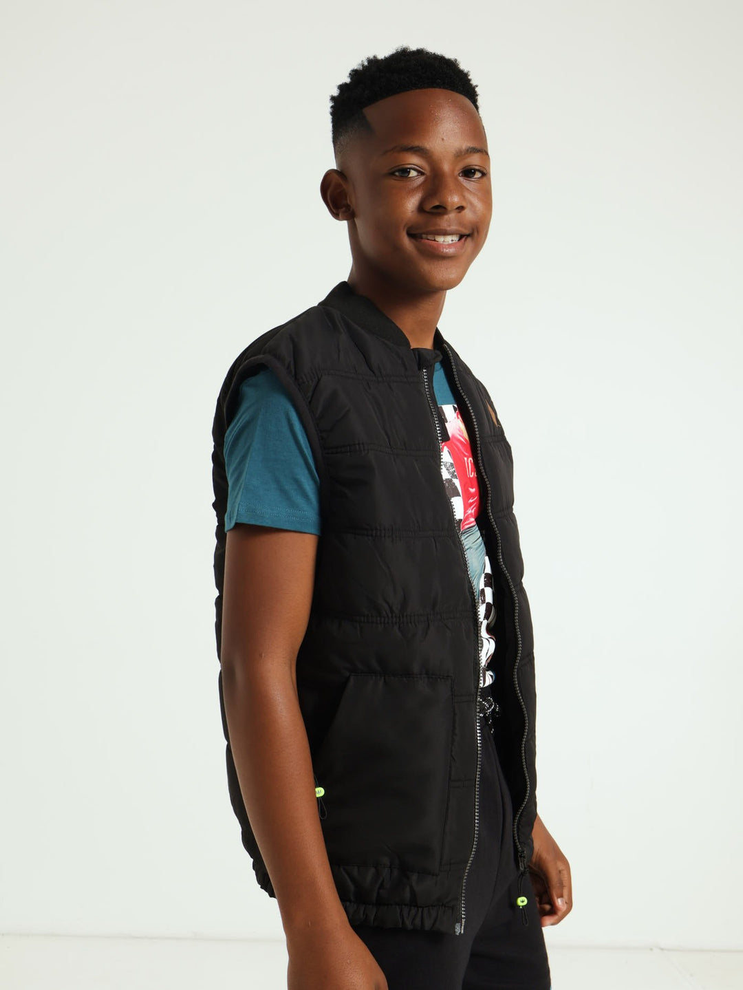 Boys Sleeveless Puffer Jacket - Black