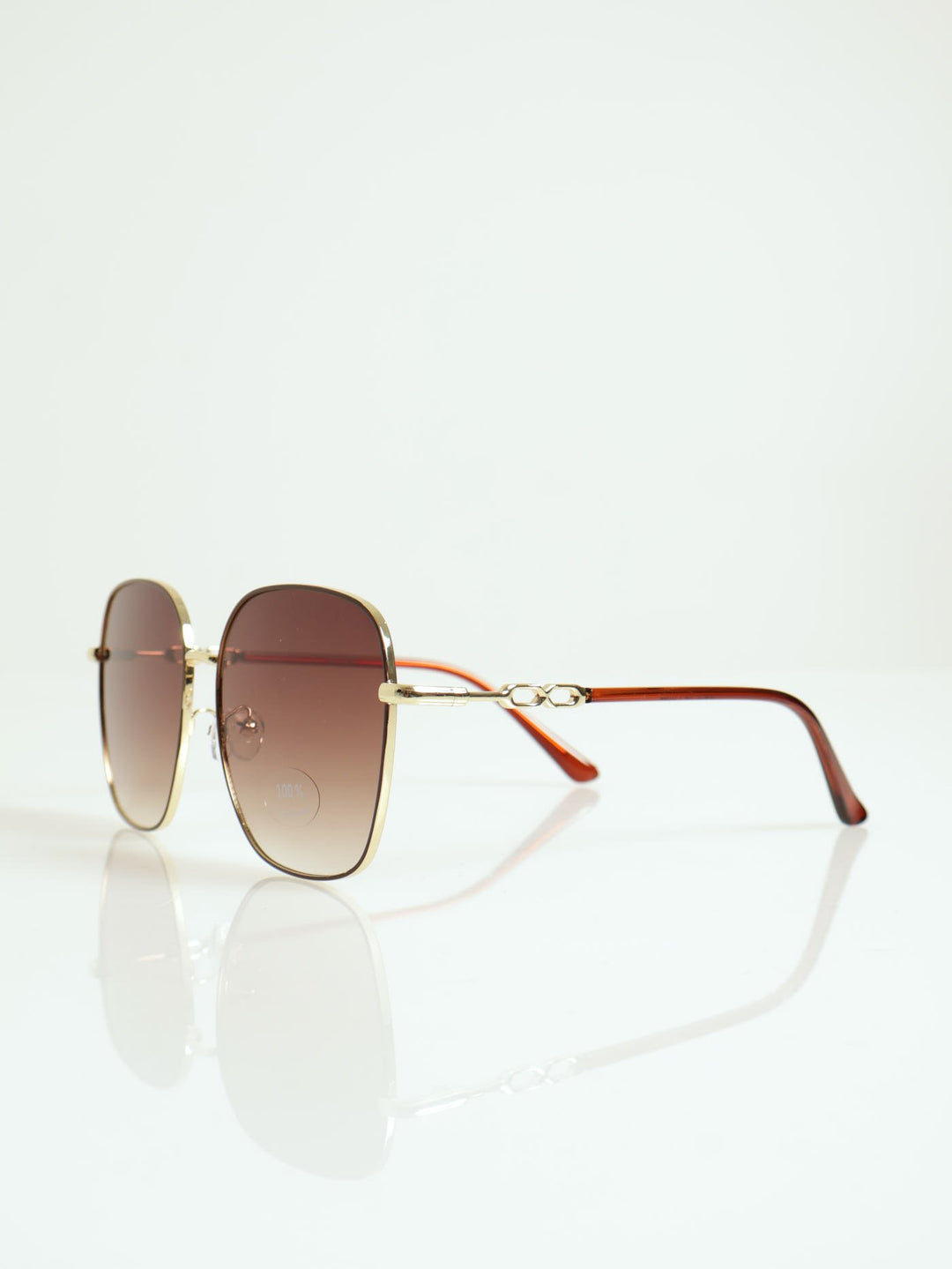 Shiny Metal Frame Sunglasses With Gradient Lens - Gold