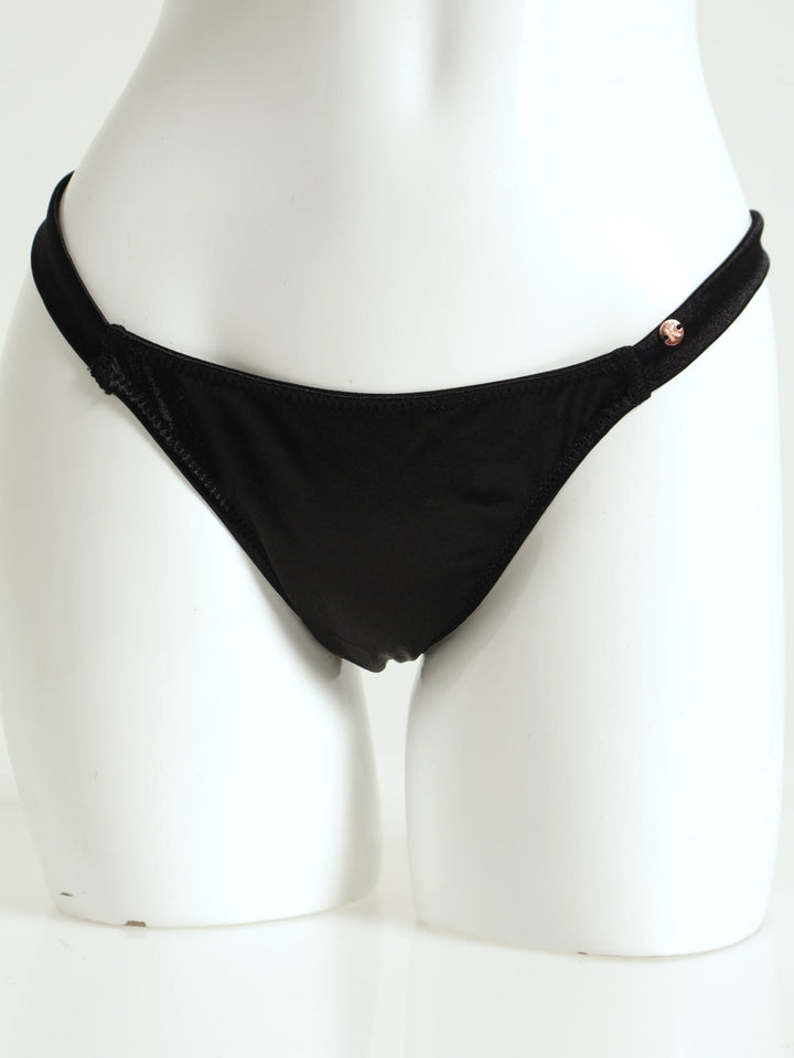 3 Pack Matching Satin Thong With Keyhole