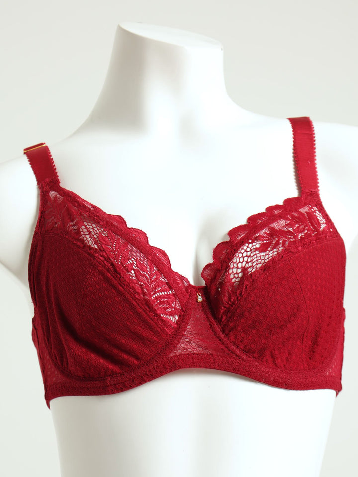 2 Pack Non Padded Textured Bra - Red/Black