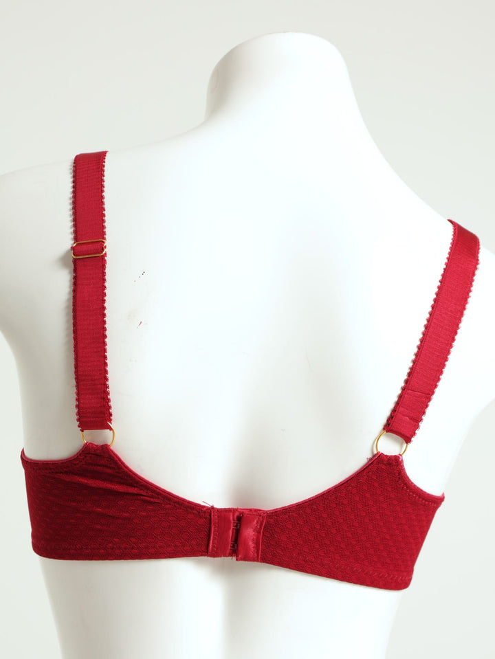 2 Pack Non Padded Textured Bra - Red/Black