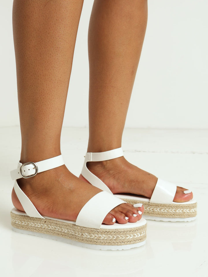 Girls Espadrille Flatform Sandal - White