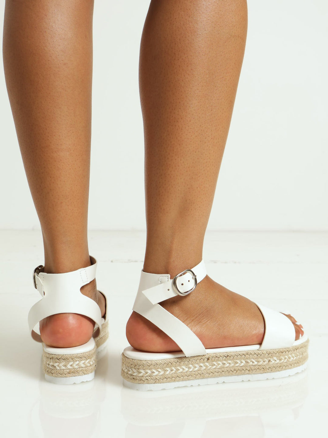 Girls Espadrille Flatform Sandal - White