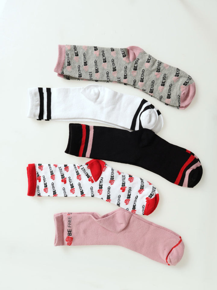 Girls 5 Pack Nautical Ribbed Anklet Socks - White