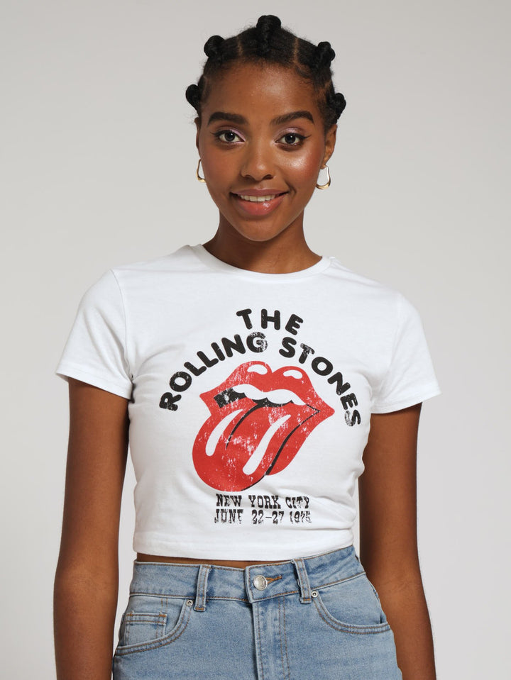 Rolling Stones Crop Tee - White