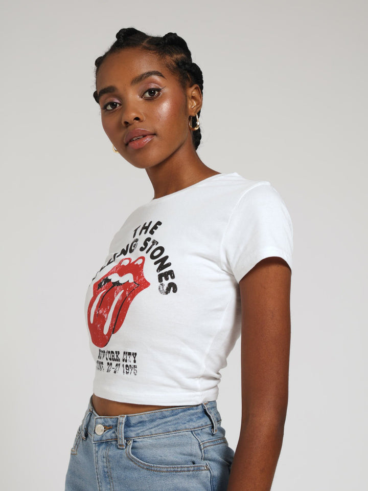 Rolling Stones Crop Tee - White