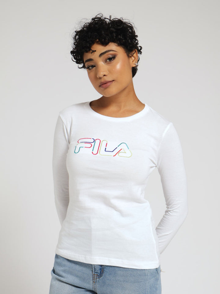 Cara Long Sleeve Top - White