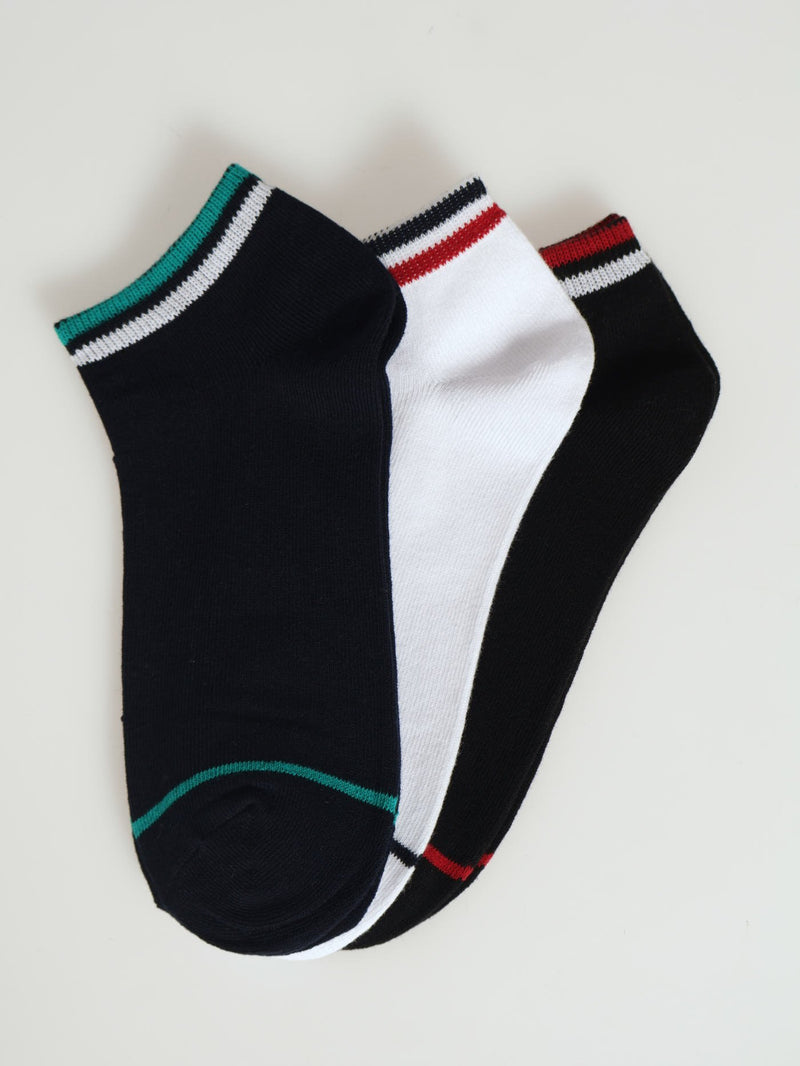 3 Pack Low Cut Contrast Socks