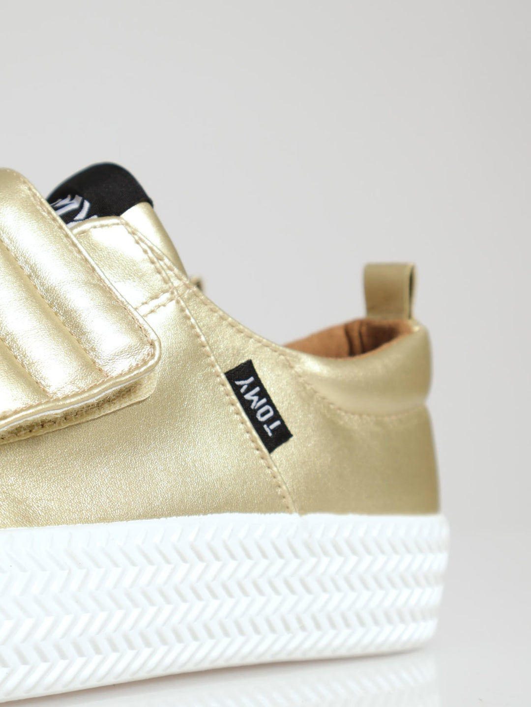 Low Cut Pu Platform Velcro Strap Sandal - Gold