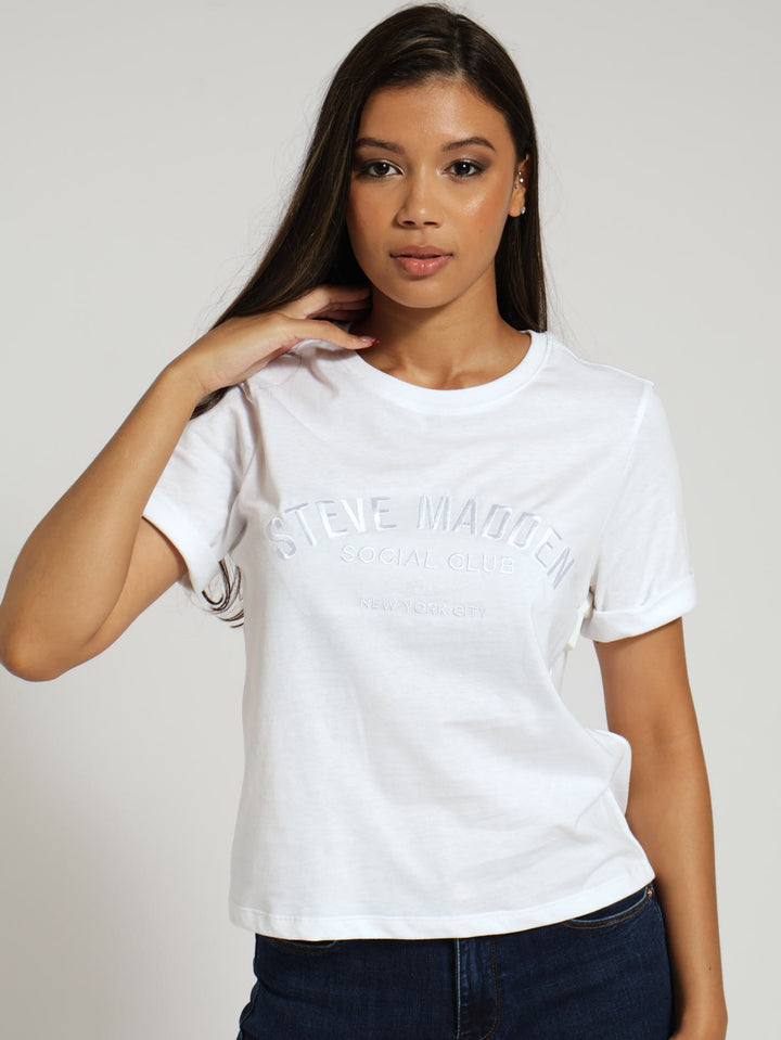 Kitty Boxy Logo Tee - White