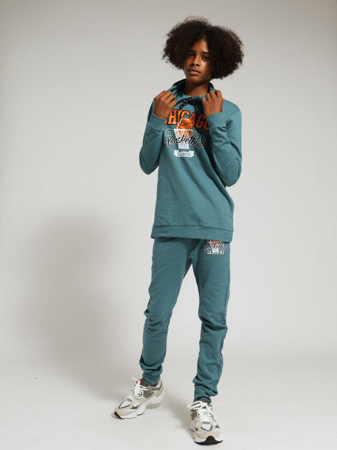 Boys Basketball Print Fleece Hoody - Blue