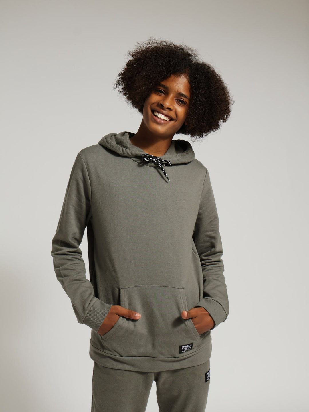 Boys Hoody With Pocket - Mid Grey