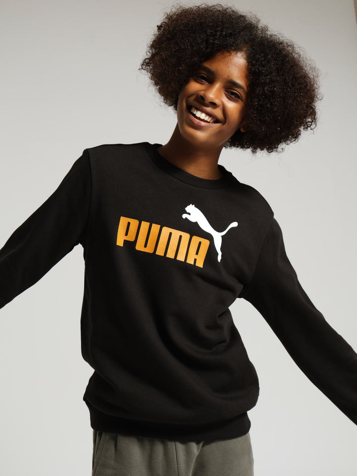 Boys Logo Crew Fleece Top - Black