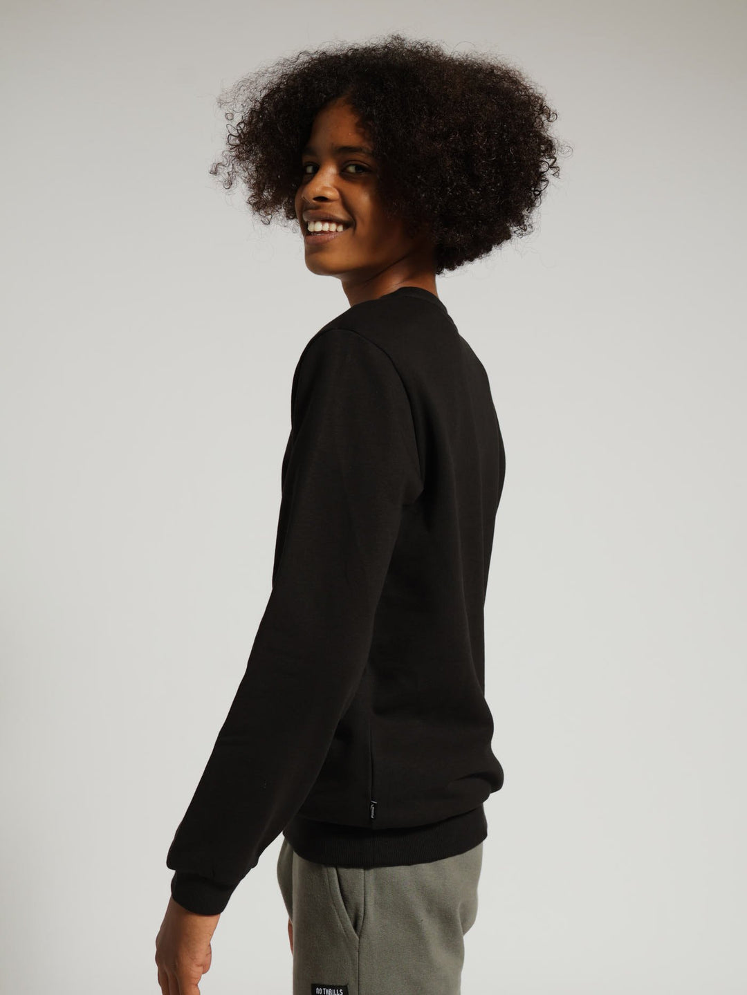 Boys Logo Crew Fleece Top - Black