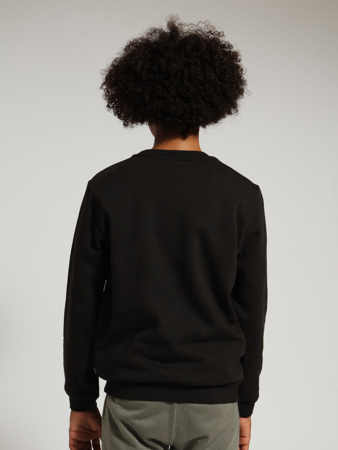 Boys Logo Crew Fleece Top - Black
