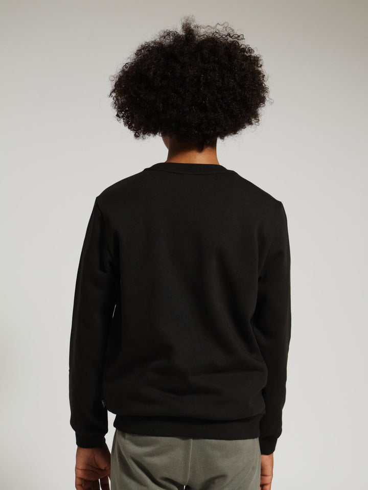 Boys Logo Crew Fleece Top - Black