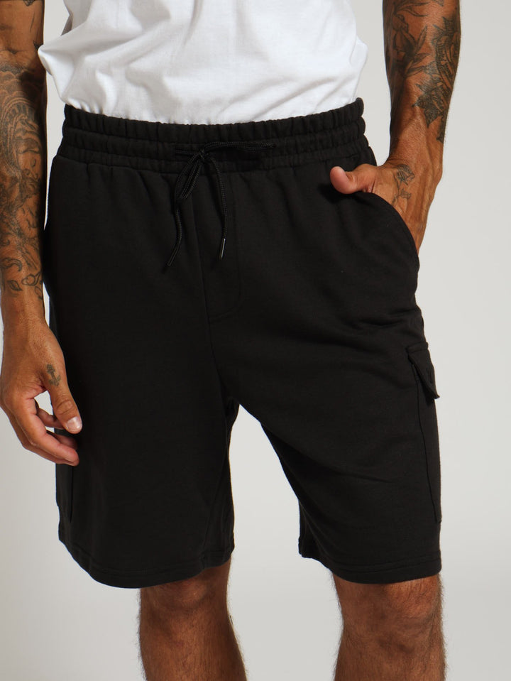 Cargo Fleece Shorts - Black