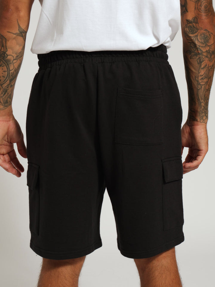 Cargo Fleece Shorts - Black
