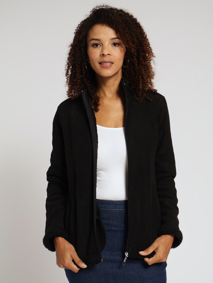 Sherpa Polar Fleece Jacket - Black
