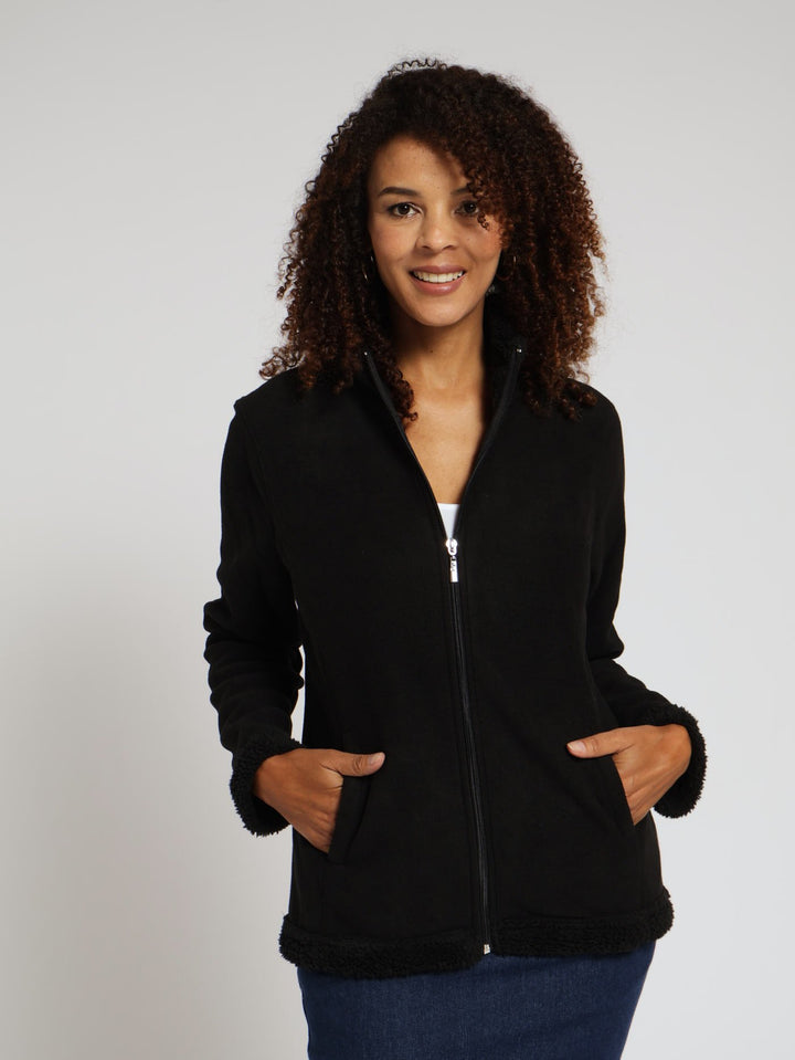 Sherpa Polar Fleece Jacket - Black