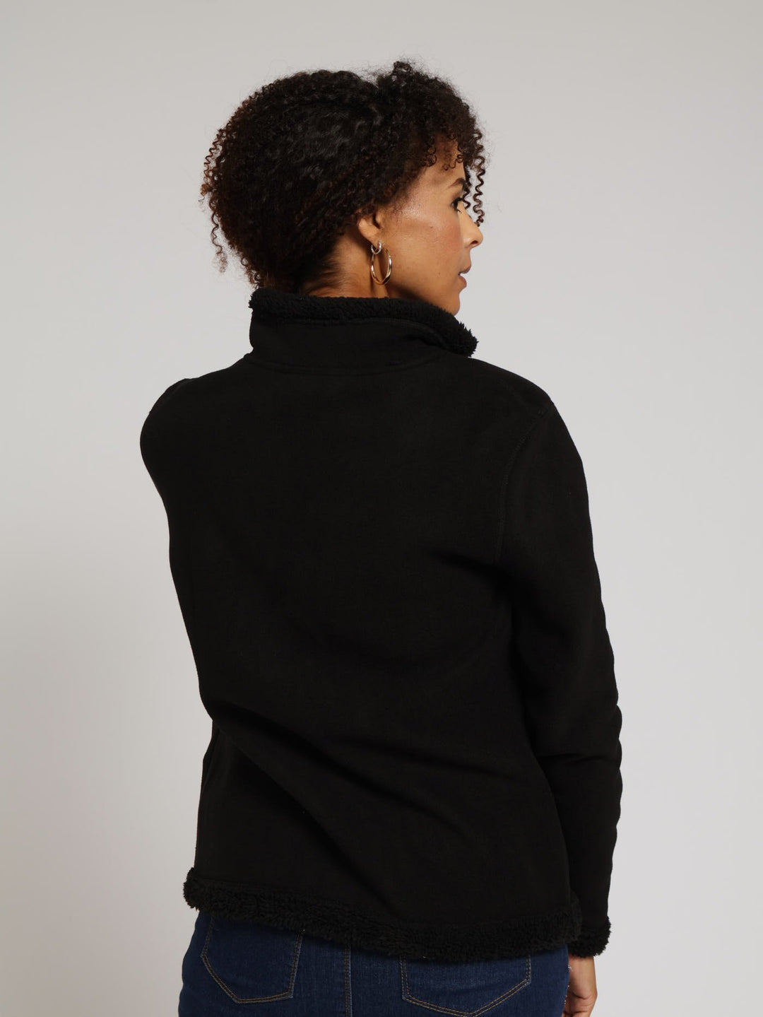 Sherpa Polar Fleece Jacket - Black