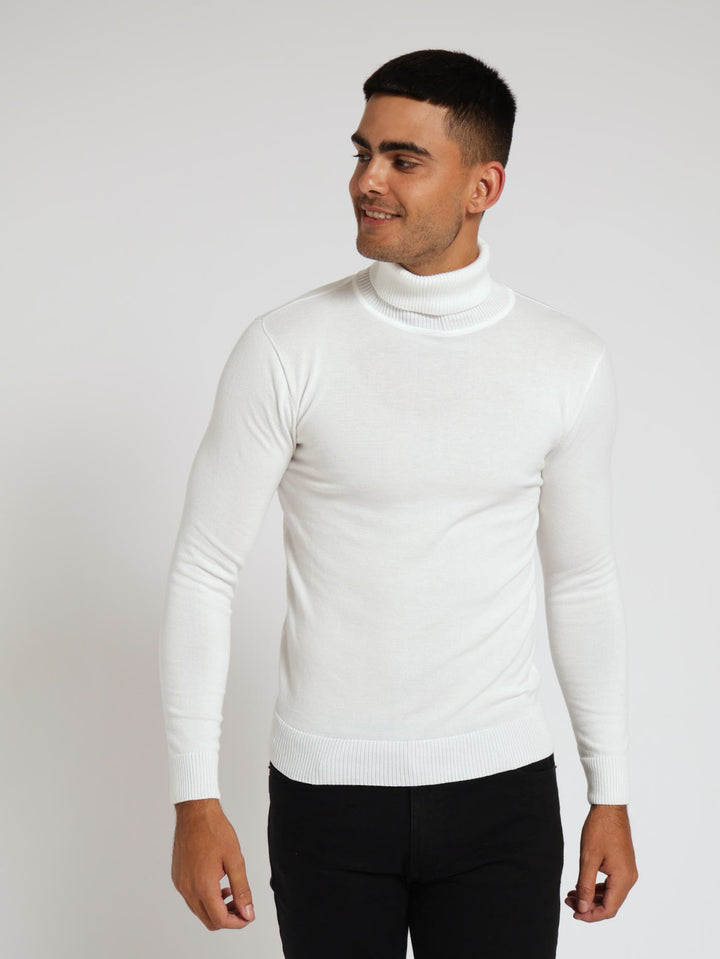 Fine Gauge Polo Neck - Cream