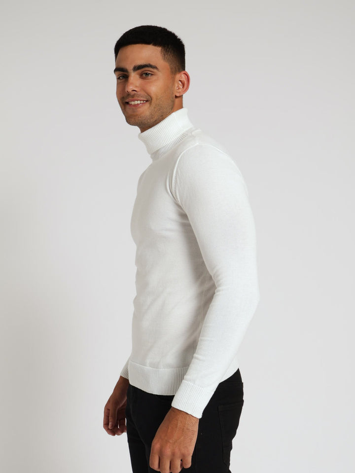 Fine Gauge Polo Neck - Cream