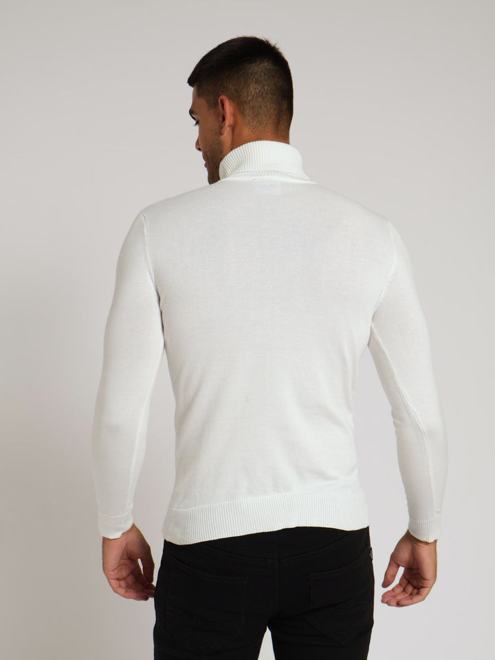 Fine Gauge Polo Neck - Cream