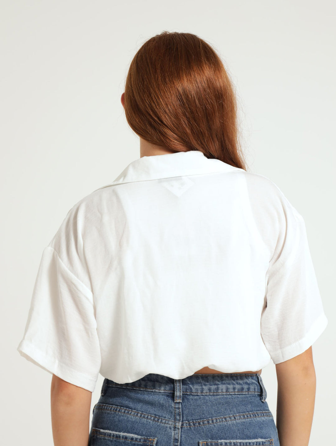 Girls Knot Woven Top - Cream