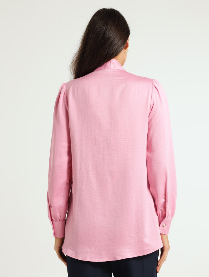 Oversized Satin Bow Shirt