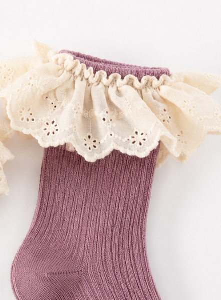 Baby Girls 2 Pack Knee High Ruffles Socks - Cream