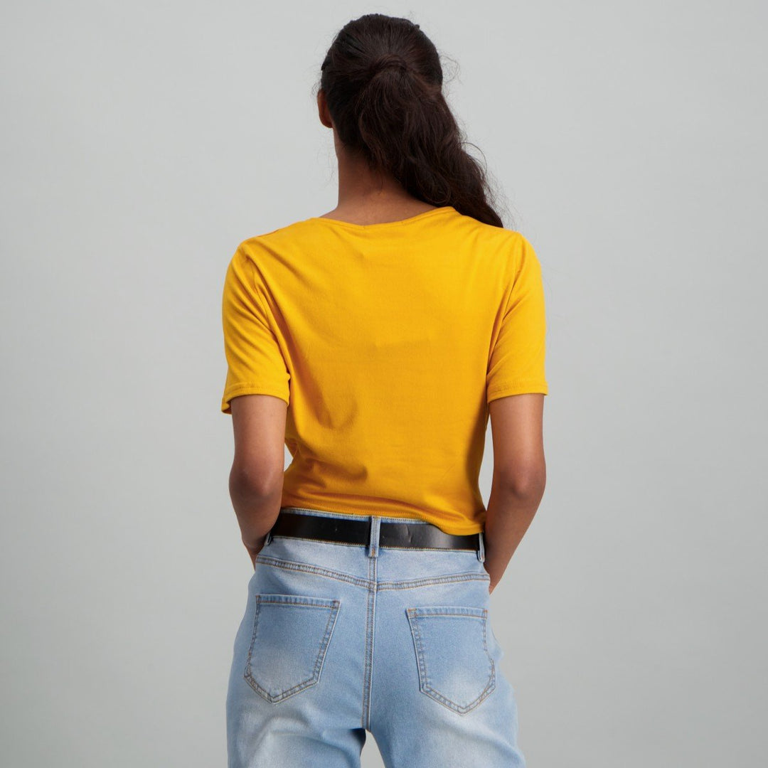 Ladies Front Twist Top - Mustard