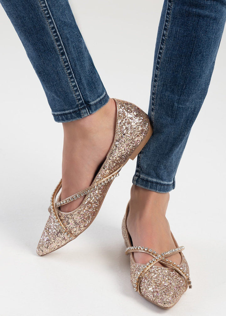 Glimmer Ballet Pump - Rose Gold