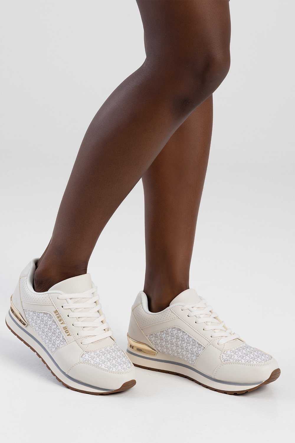 Logomania Panel Detail Runner Sneaker - Beige