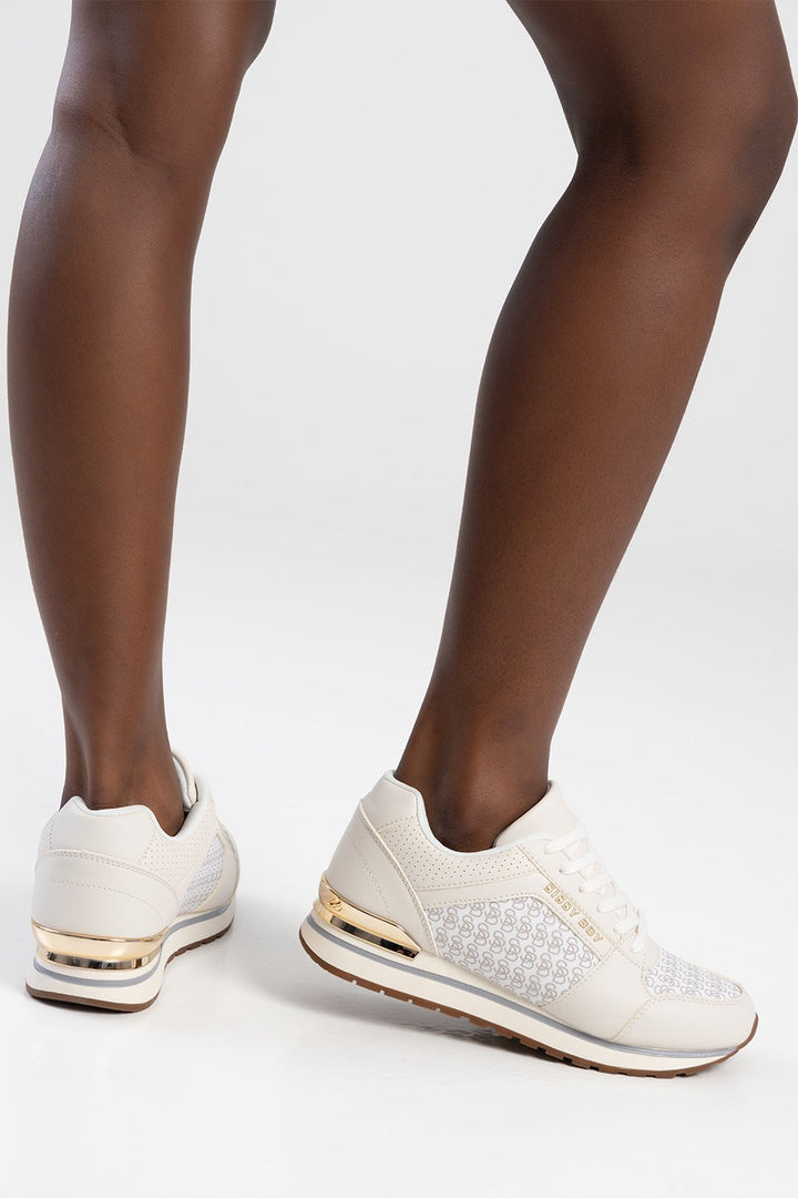 Logomania Panel Detail Runner Sneaker - Beige