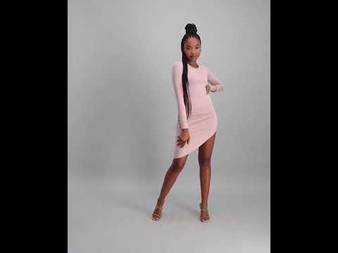 Ladies Asymmetrical Dress - Taupe