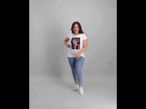 Ladies Flower Face Slogan T-Shirt White