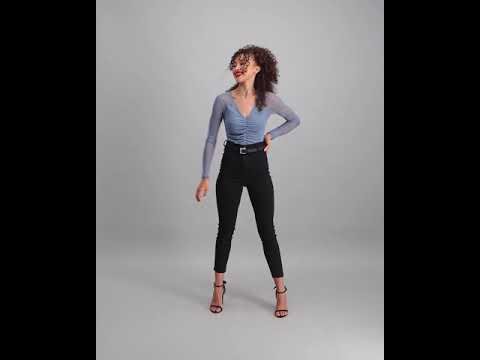 Ladies Long Sleeve Mesh Bodysuit - Blue