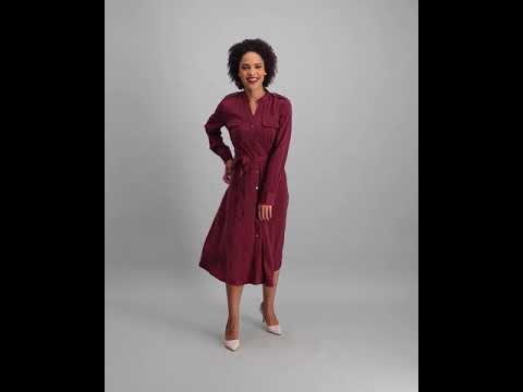 Ladies Shirt Dress - Burgundy