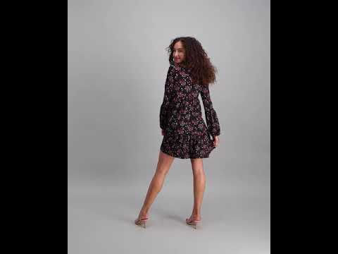 Ladies Floral Dress - Black