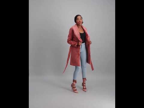 Ladies Fur Colour Melton Jacket - Blush