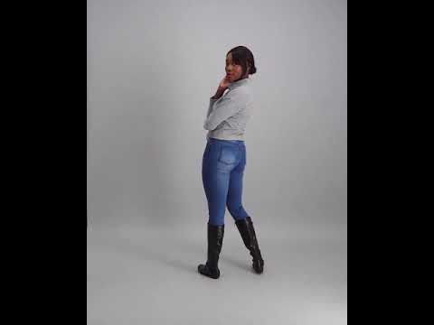 Ladies Polo-neck Sweat Top - Grey Melange