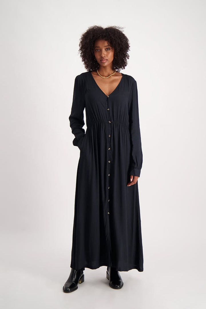 Maxi Dress With Pockets - Black