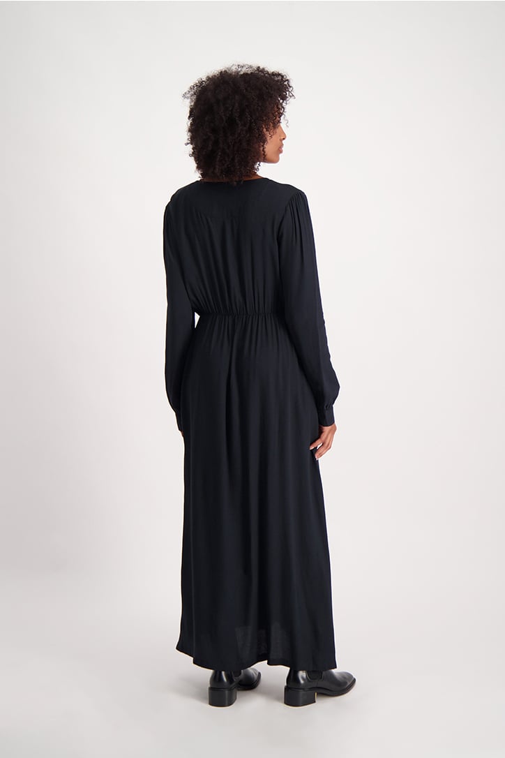 Maxi Dress With Pockets - Black