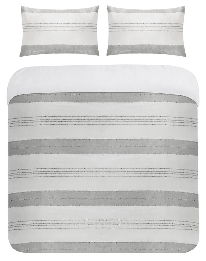 Chambray Stripe Duvet Set - Charcoal