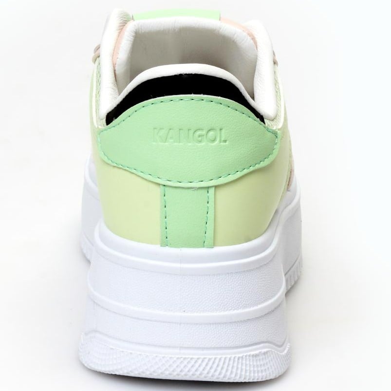 Ladies Flatform Colourblocked Sneaker - White/Mint