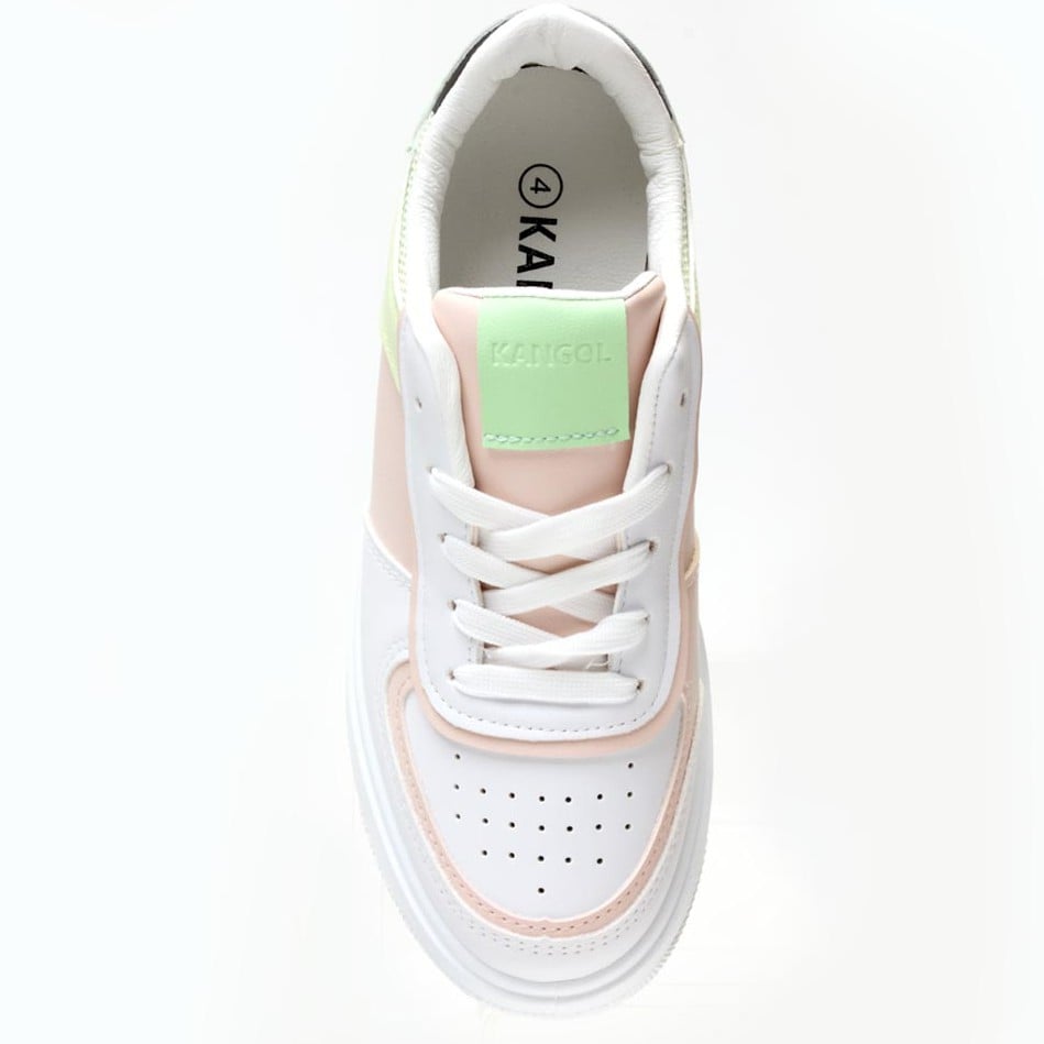 Ladies Flatform Colourblocked Sneaker - White/Mint