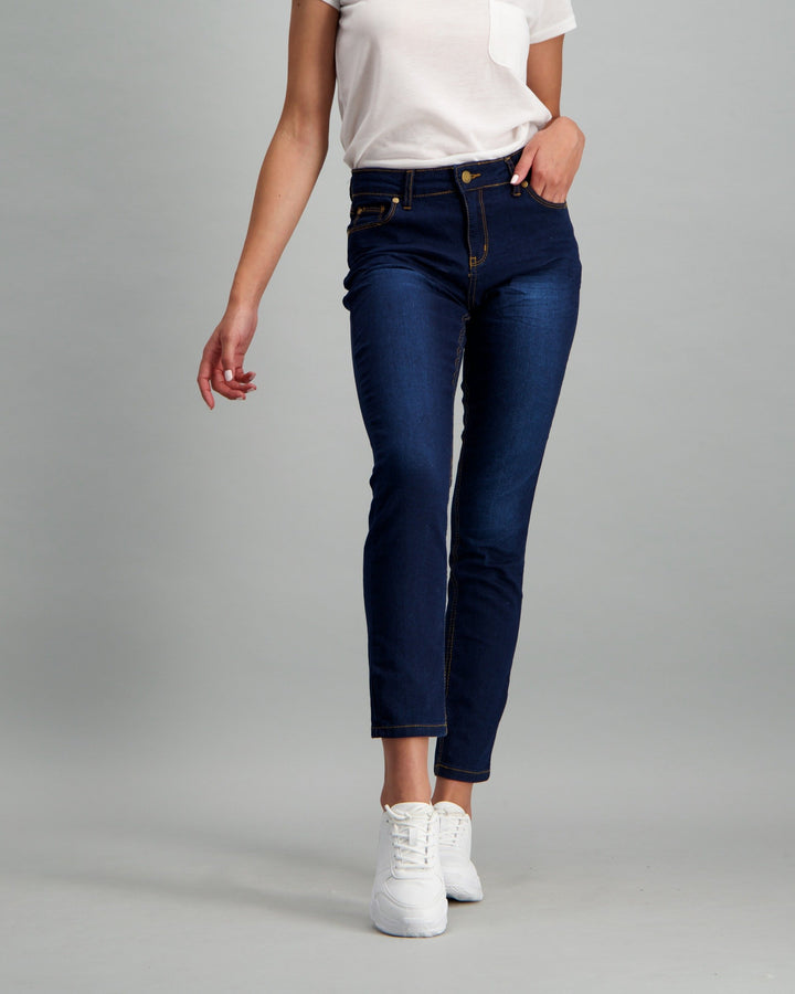Ladies Dark Blue Regular Skinny Denim Jean