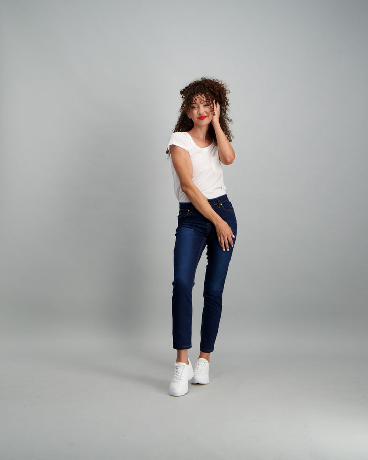 Ladies Dark Blue Regular Skinny Denim Jean